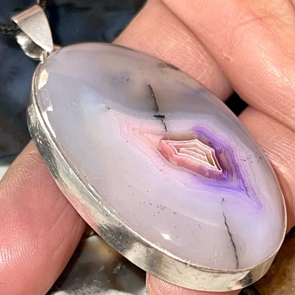 Phantom Purple Lace Agate Pendant 2 1/4”